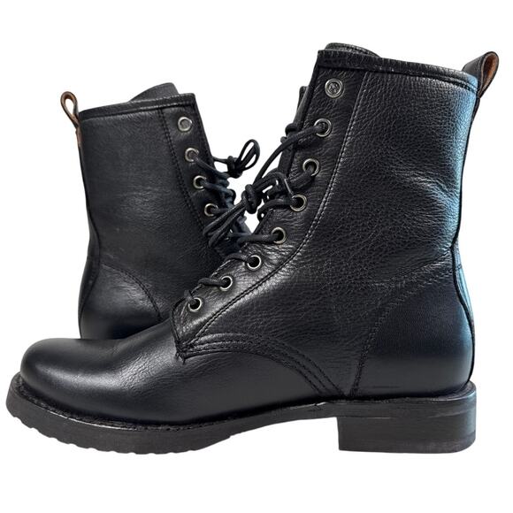 Frye Veronica Combat Boot Women's 8.5 M (B) Black Leather Lace Up 3476276 - Picture 2 of 12